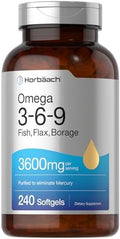 Horbäach Triple Omega 3-6-9 240 Cápsulas Blandas | Aceites de Pescado, Linaza y Borraja | Sin OGM y Libre de Gluten - imagen 1