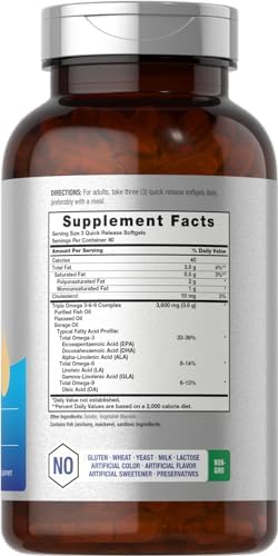 Horbäach Triple Omega 3-6-9 240 Cápsulas Blandas | Aceites de Pescado, Linaza y Borraja | Sin OGM y Libre de Gluten - imagen 2