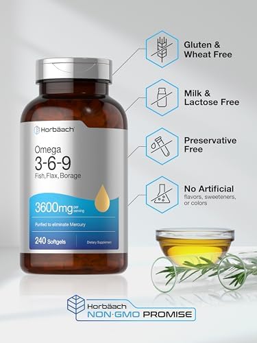 Horbäach Triple Omega 3-6-9 240 Cápsulas Blandas | Aceites de Pescado, Linaza y Borraja | Sin OGM y Libre de Gluten - imagen 5