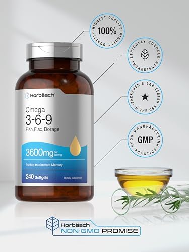 Horbäach Triple Omega 3-6-9 240 Cápsulas Blandas | Aceites de Pescado, Linaza y Borraja | Sin OGM y Libre de Gluten - imagen 6