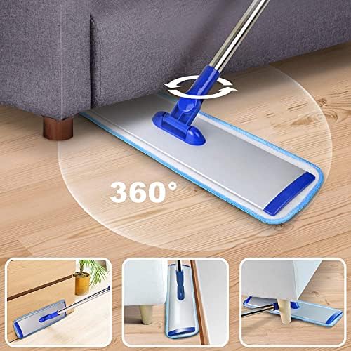 Mopa Profesional de Microfibra de 18 para Limpieza de Pisos, con Mango de Acero Inoxidable, 4 Almohadillas Reutilizables y Cepillo para Almohadillas - imagen 5