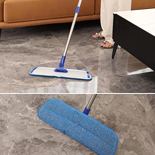 Mopa Profesional de Microfibra de 18 para Limpieza de Pisos, con Mango de Acero Inoxidable, 4 Almohadillas Reutilizables y Cepillo para Almohadillas - imagen 7