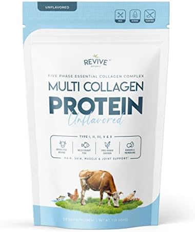 Proteína en Polvo de Colágeno Hidrolizado Multi Colágeno (16oz) - Tipos I, II, III, V y X - Colágeno de Res Alimentada con Pasto, Marino, de Pollo y - imagen 1
