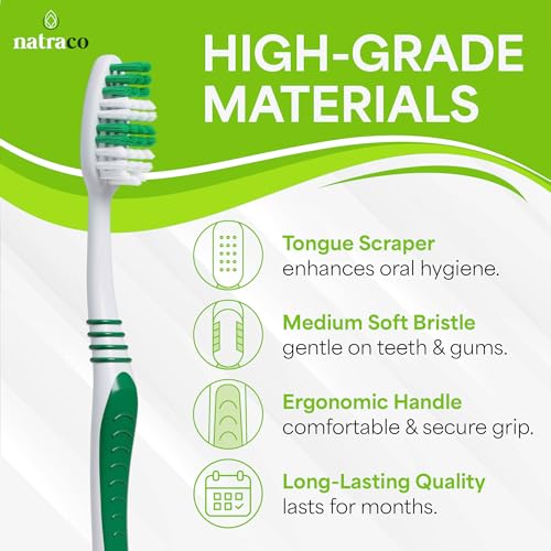 Paquete de Cepillos de Dientes Natraco a Granel con Fundas | Cepillos de Colores Envuelto Individualmente de Calidad Premium | Cerdas Medias Suaves - imagen 3