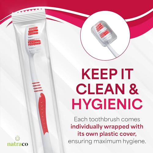 Paquete de Cepillos de Dientes Natraco a Granel con Fundas | Cepillos de Colores Envuelto Individualmente de Calidad Premium | Cerdas Medias Suaves - imagen 5