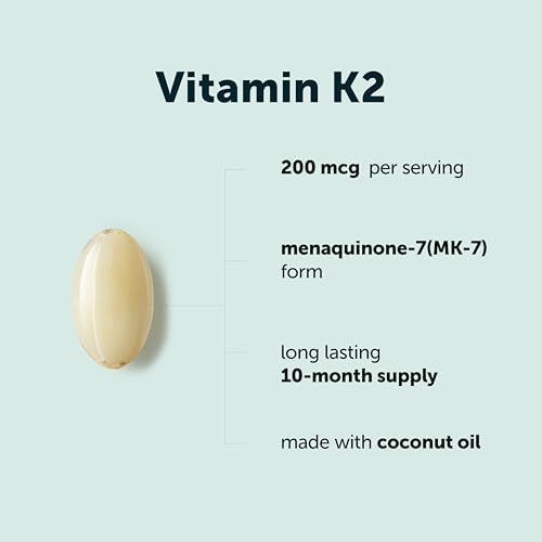 Micro Ingredients Suplemento de Vitamina K2 MK-7 200 mcg por Porción, 300 Gelatinas de Aceite de Coco | No Transgénico - imagen 3