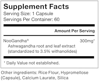 Suplemento de Ashwagandha Momentous - Extracto NooGandha 300 mg - Apoyo a la Cognición, Alerta y Concentración - Certificado NSF para Deporte - - imagen 4