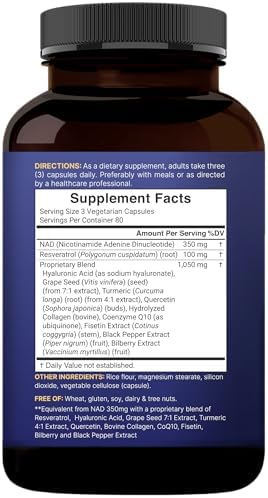 NatureBell Complejo NAD+ 11 en 1 de 1,500 mg por porción, 240 cápsulas vegetales | Suplemento NMN alternativo | NAD con Resveratrol, CoQ10, Ácido - imagen 7