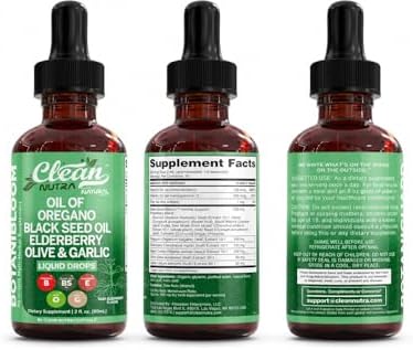 Gotas de Aceite de Orégano Clean Nutra con Aceite de Semilla Negra, Saúco, Vitamina D3 K2, Ajo y Zinc, Suplemento Líquido Vegano de 2 Fl Oz - imagen 5