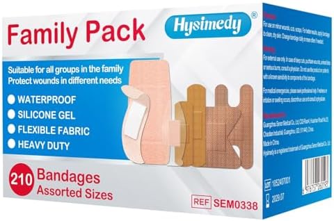 Hysimedy Paquete Variado de 210 Curitas Adhesivas de Tela Flexible, Impermeables y Hipoalergénicas para Cuidado de Heridas Sensibles - imagen 1