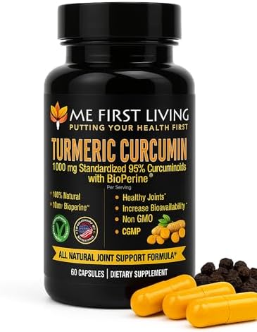 Me First Living Cúrcuma Curcumina 1000 mg 95% Curcuminoides, Bioperina 10 mg, 19 Veces Más Potente, Absorción Aumentada, Orgánico, Vegano, Sin - imagen 1