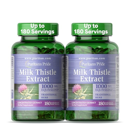 Extracto de Cardo Mariano Puritan's Pride Silymarin 200mg (Equivalente a 1000mg) Suplemento Dietético para el Hígado, 6 Meses, Paquete de 2 (180 - imagen 3