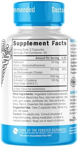 Suplemento GlyNAC-ET NAC N-Acetil Cisteína Éster Etílico - 20x Más Bioavailable - Suplemento Antienvejecimiento con Glutación, 60 Cápsulas - Nutri - - imagen 5