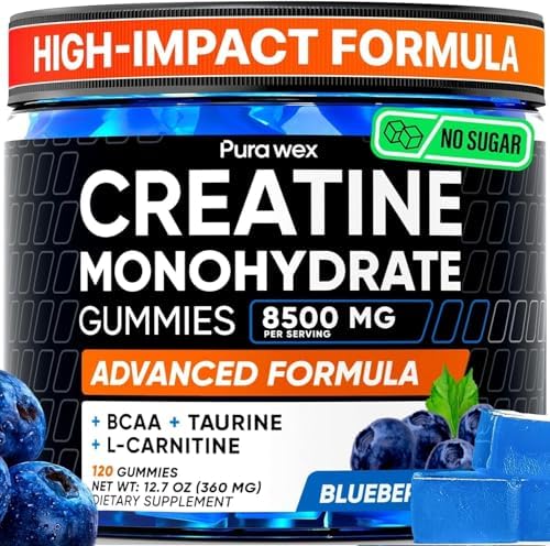 Gomitas de Creatina Monohidratada PURA WEX NUTRITION 8500mg para Hombres y Mujeres - Chews Pre Entreno para Crecimiento Muscular, Fuerza y Energía, - imagen 1