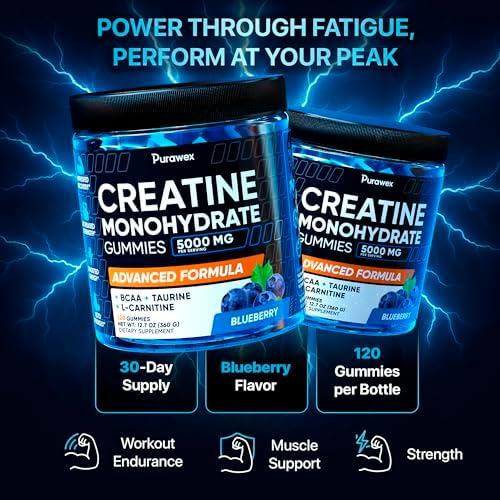 Gomitas de Creatina Monohidratada PURA WEX NUTRITION 8500mg para Hombres y Mujeres - Chews Pre Entreno para Crecimiento Muscular, Fuerza y Energía, - imagen 5