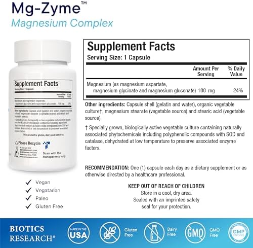 Biotics Research Mg-Zyme™ Complejo Triple de Magnesio 100 mg - Suplemento Quelado de Magnesio Glycinate, Gluconate y Aspartate, Alta Absorción, Apoya - imagen 2