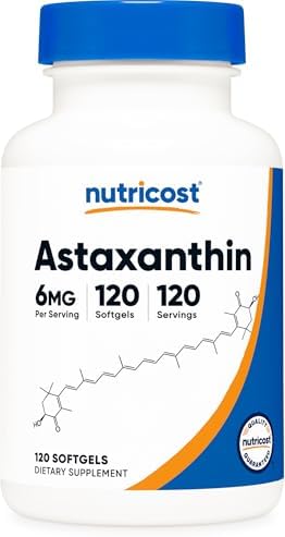Astaxantina Nutricost 6mg, No GMO y Sin Gluten, 120 Cápsulas Blandas (Suministro para 4 Meses) - imagen 1