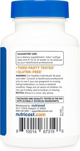 Astaxantina Nutricost 6mg, No GMO y Sin Gluten, 120 Cápsulas Blandas (Suministro para 4 Meses) - imagen 5