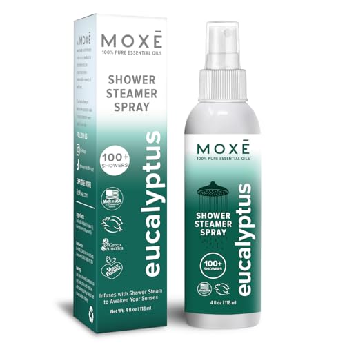Bruma de Ducha de Aceite de Eucalipto MOXĒ, Spray de Vapor Spa, 100% Aceites Esenciales Naturales, Hecho en EE. UU., Aromaterapia, Alivio de - imagen 1