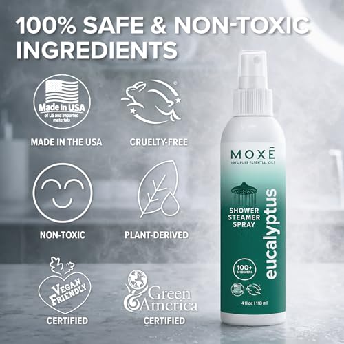 Bruma de Ducha de Aceite de Eucalipto MOXĒ, Spray de Vapor Spa, 100% Aceites Esenciales Naturales, Hecho en EE. UU., Aromaterapia, Alivio de - imagen 8