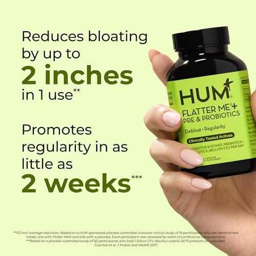 HUM Flatter Me Enzimas Digestivas con Prebióticos y Probióticos, Suplemento para la Salud Digestiva, 60 Cápsulas Veganas para Aliviar la Distensión - imagen 4