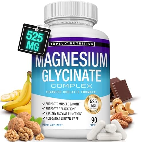 Suplemento de Magnesio Glicinato 525mg - Alta Absorción, Vegano y No GMO, 90 Cápsulas para Músculos, Sueño, Calambres y Recuperación - imagen 1