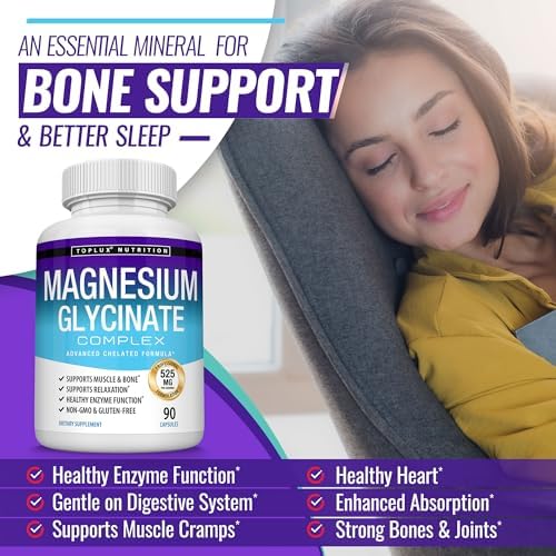 Suplemento de Magnesio Glicinato 525mg - Alta Absorción, Vegano y No GMO, 90 Cápsulas para Músculos, Sueño, Calambres y Recuperación - imagen 4