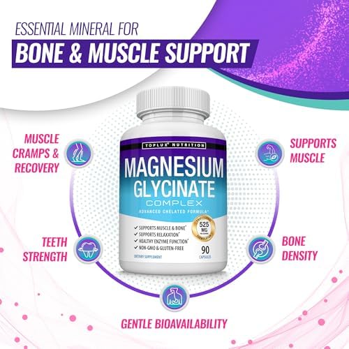 Suplemento de Magnesio Glicinato 525mg - Alta Absorción, Vegano y No GMO, 90 Cápsulas para Músculos, Sueño, Calambres y Recuperación - imagen 5
