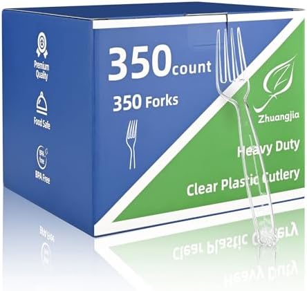 Tenedor desechable de plástico transparente, 350 piezas, extra resistente, libre de BPA, ideal para fiestas, bodas y uso diario - imagen 1
