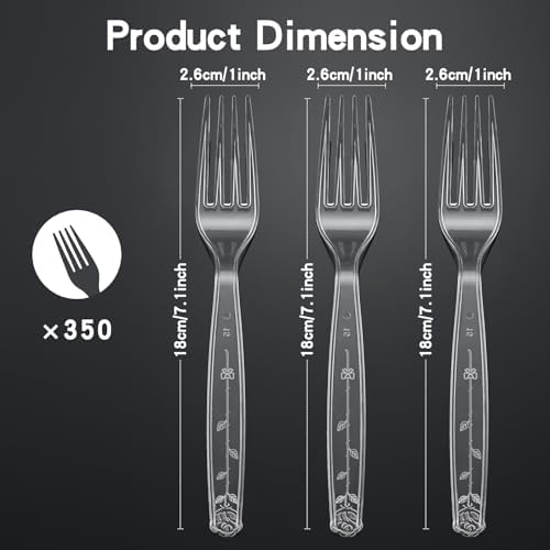 Tenedor desechable de plástico transparente, 350 piezas, extra resistente, libre de BPA, ideal para fiestas, bodas y uso diario - imagen 2
