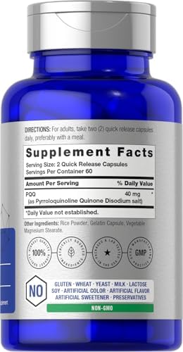 Suplemento PQQ Horbäach 40 mg | 120 Cápsulas | Máxima Potencia | Suplemento Sin OGM y Libre de Gluten | Sal de Disodio de Pirroloquinolina Quinona - imagen 2