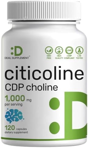 Citicolina CDP Colina, 1,000mg por porción, 120 cápsulas – Suplemento de colina de alta potencia – Propiedades nootrópicas de vitamina B – Promueve - imagen 1