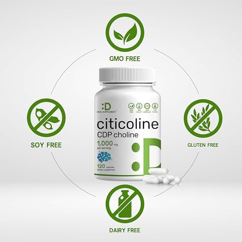 Citicolina CDP Colina, 1,000mg por porción, 120 cápsulas – Suplemento de colina de alta potencia – Propiedades nootrópicas de vitamina B – Promueve - imagen 3