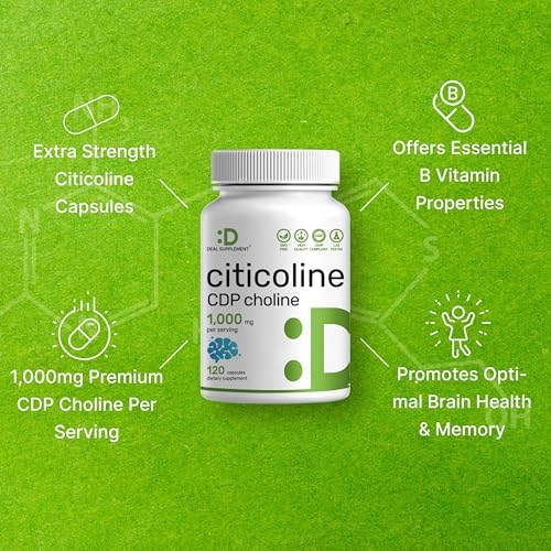 Citicolina CDP Colina, 1,000mg por porción, 120 cápsulas – Suplemento de colina de alta potencia – Propiedades nootrópicas de vitamina B – Promueve - imagen 4