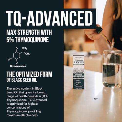 Aceite de Semilla Negra Líquido | 5% Timoquinona - TQ-Advanced® | Alta Potencia - 100 mg por Porción - Concentrado 15:1 de Extracto de Nigella - imagen 2