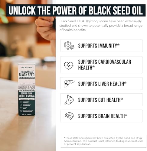 Aceite de Semilla Negra Líquido | 5% Timoquinona - TQ-Advanced® | Alta Potencia - 100 mg por Porción - Concentrado 15:1 de Extracto de Nigella - imagen 5