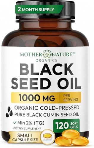 Cápsulas de Aceite de Semilla Negra 1000mg, Orgánico Prensado en Frío, Alta TQ, Soporte Inmunológico y Articular, 120 Contenidos (Suministro para 2 - imagen 1