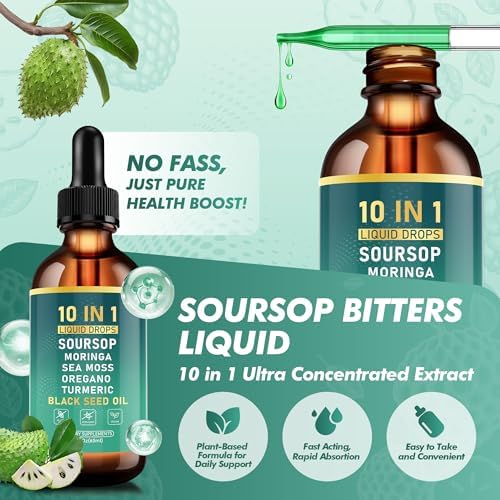 Gotas Líquidas de Amargura Royavita con Extracto de Guanábana, Ashwagandha, Musgo Marino y Aceite de Semilla Negra, 2 FL Oz - Bienestar Inmunológico - imagen 2