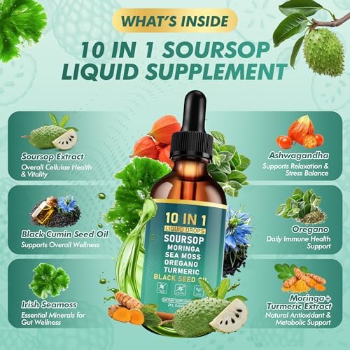 Gotas Líquidas de Amargura Royavita con Extracto de Guanábana, Ashwagandha, Musgo Marino y Aceite de Semilla Negra, 2 FL Oz - Bienestar Inmunológico - imagen 4