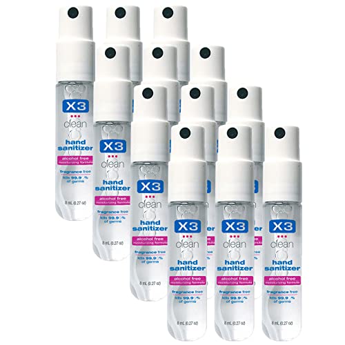 X3 Clean Mini Spray Desinfectante de Manos – Sin Alcohol y Sin Fragancia - Tamaño de Bolsa 0.27 Onzas (Paquete de 12) - imagen 1