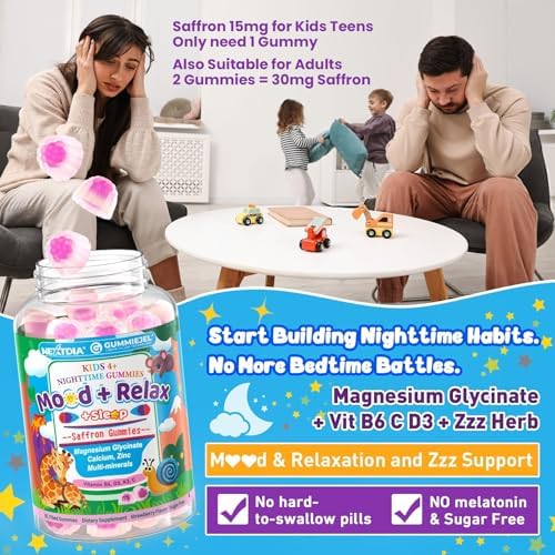 Gomitas de Sueño Mágico para Niños 4+, Magnesio + Azafrán, Sin Melatonina, Calcio y Zinc, Multivitaminas, Solo 1 Gummy para un Sueño Dulce - imagen 3