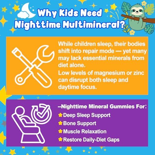 Gomitas de Sueño Mágico para Niños 4+, Magnesio + Azafrán, Sin Melatonina, Calcio y Zinc, Multivitaminas, Solo 1 Gummy para un Sueño Dulce - imagen 6