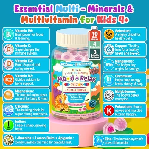 Gomitas de Sueño Mágico para Niños 4+, Magnesio + Azafrán, Sin Melatonina, Calcio y Zinc, Multivitaminas, Solo 1 Gummy para un Sueño Dulce - imagen 7