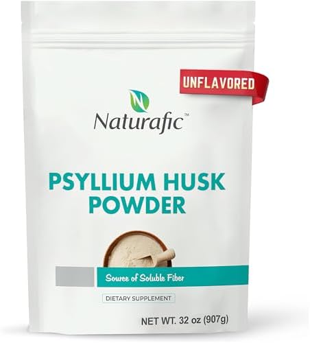 Psyllium Husk Powder Naturafic Sin Sabor – Suplemento de Fibra Digestiva para Regularidad Intestinal y Salud Digestiva – 32oz, No GMO, Sin Gluten, - imagen 1