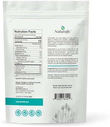 Psyllium Husk Powder Naturafic Sin Sabor – Suplemento de Fibra Digestiva para Regularidad Intestinal y Salud Digestiva – 32oz, No GMO, Sin Gluten, - imagen 2