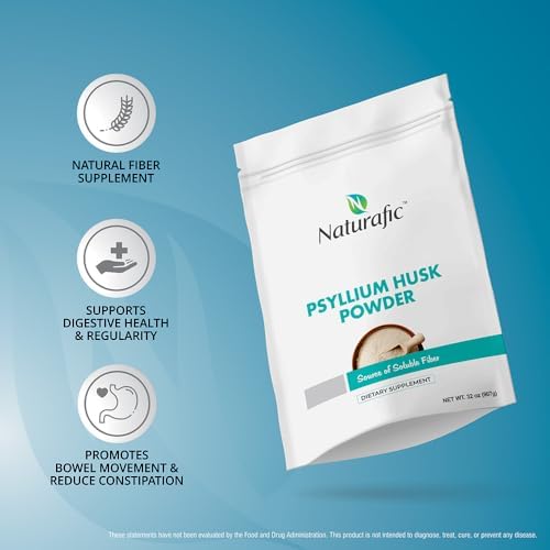 Psyllium Husk Powder Naturafic Sin Sabor – Suplemento de Fibra Digestiva para Regularidad Intestinal y Salud Digestiva – 32oz, No GMO, Sin Gluten, - imagen 5