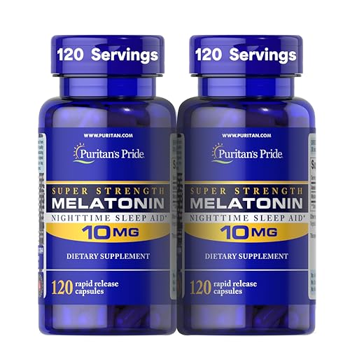 Suplemento Dietético Puritan's Pride Melatonina Super Fuerte 10mg, Ayuda para Dormir, 120 Cápsulas de Liberación Rápida, 2 Paquetes (Puede Variar el - imagen 3
