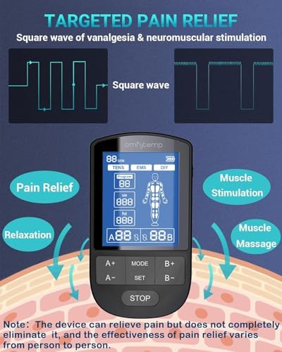 Comfytemp Estimulador Muscular TENS para Alivio del Dolor, Máquina FSA Elegible - 24 Modos y DIY, Unidad EMS de Doble Canal, Masajeador Electrónico - imagen 7