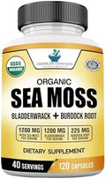 Suplementos American Standard Organic Sea Moss, Cápsulas de Bladderwrack y Raíz de Bardana - 1200mg Seamoss, 1200mg Bladderwrack, 225mg Raíz de - imagen 1