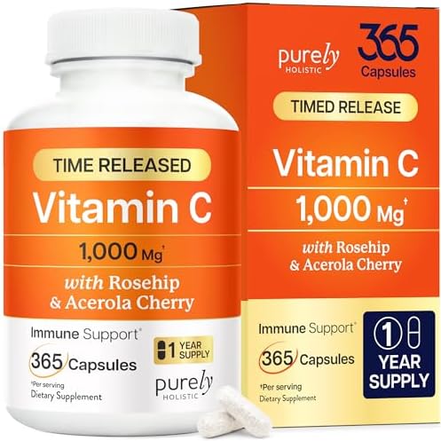 Vitamina C 1000mg | Soporte Inmunológico | Cápsulas de Liberación Prolongada | Suministro para 1 Año | Suplemento de Vitamina C con Cereza Acerola y - imagen 1